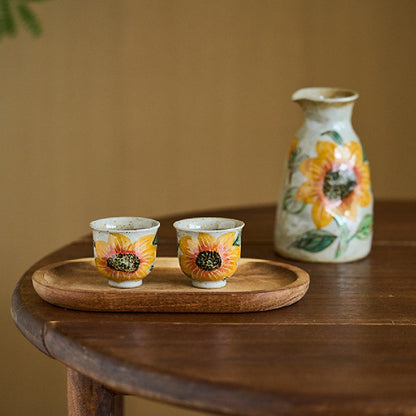 Sunburst Blossom Ceramic Wine Set