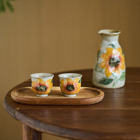 Sunburst Blossom Ceramic Wine Set