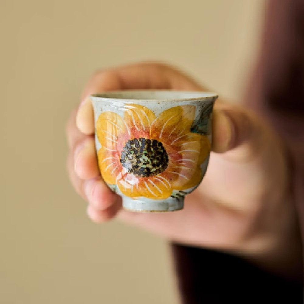 Sunburst Blossom Ceramic Wine Set