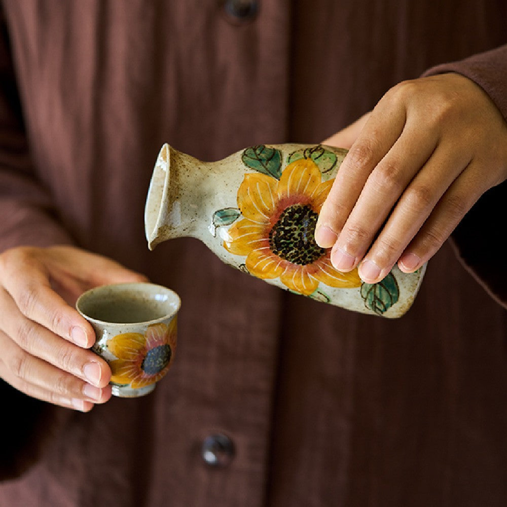 Sunburst Blossom Ceramic Wine Set