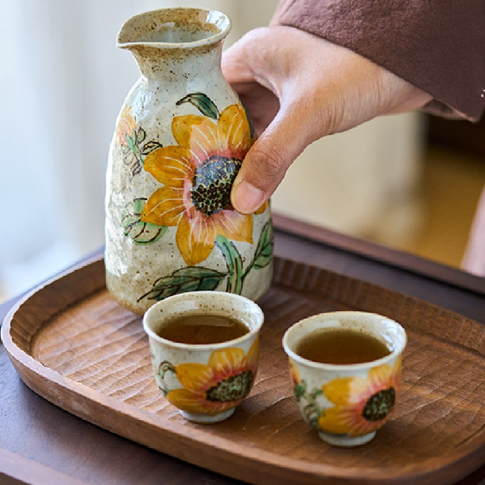 Sunburst Blossom Ceramic Wine Set