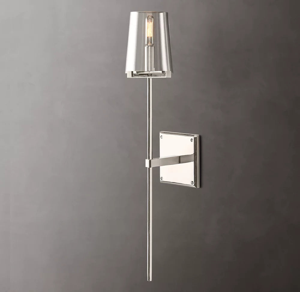 Tapered Glass Brass Torch Sconce
