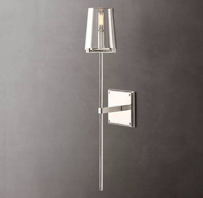 Tapered Glass Brass Torch Sconce