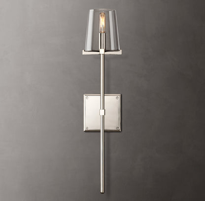 Tapered Glass Brass Torch Sconce