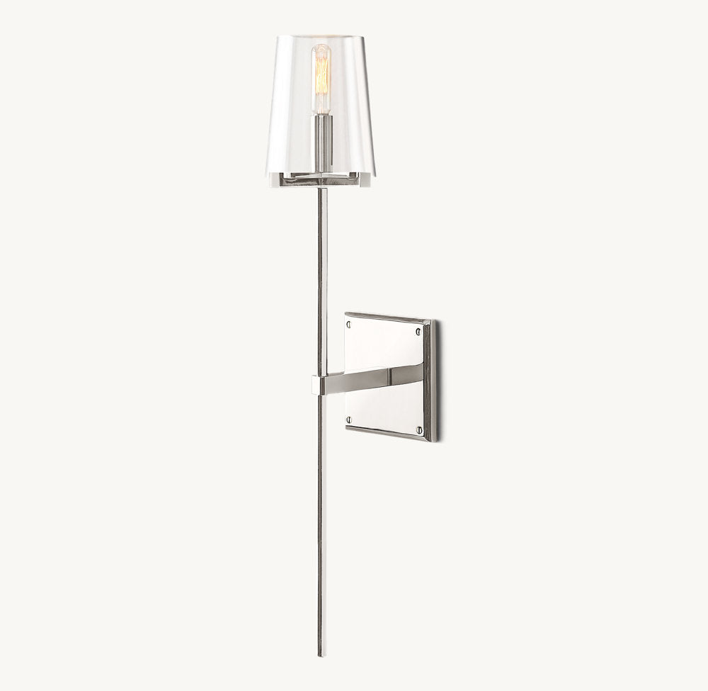 Tapered Glass Brass Torch Sconce