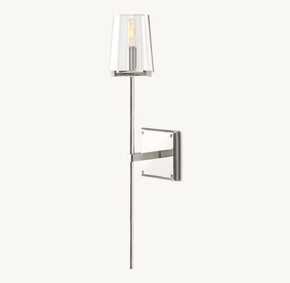 Tapered Glass Brass Torch Sconce