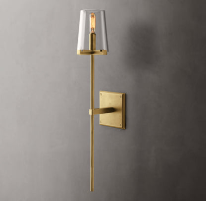 Tapered Glass Brass Torch Sconce
