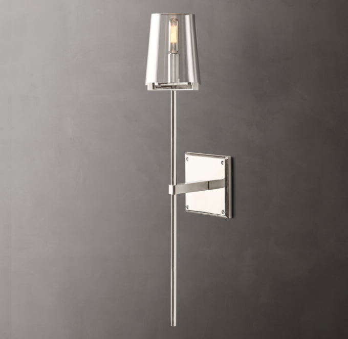 Tapered Glass Brass Torch Sconce