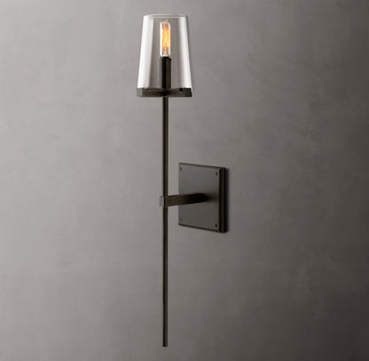 Tapered Glass Brass Torch Sconce
