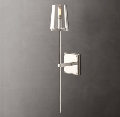 Tapered Glass Brass Torch Sconce