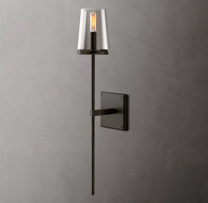 Tapered Glass Brass Torch Sconce