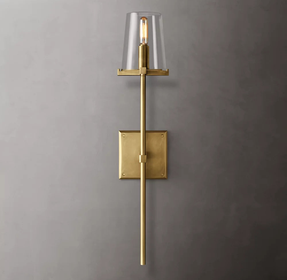 Tapered Glass Brass Torch Sconce