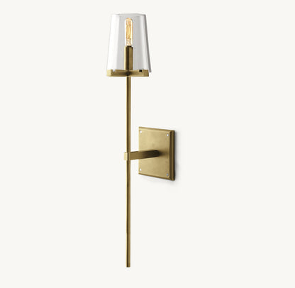 Tapered Glass Brass Torch Sconce