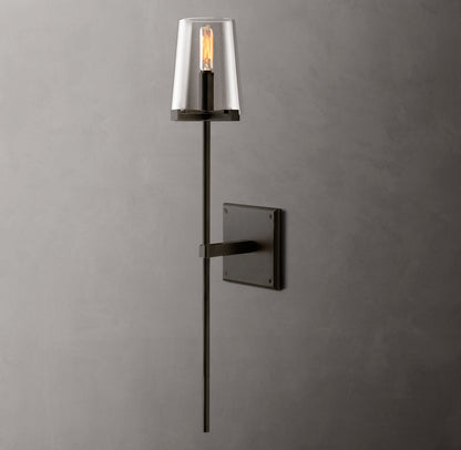 Tapered Glass Brass Torch Sconce