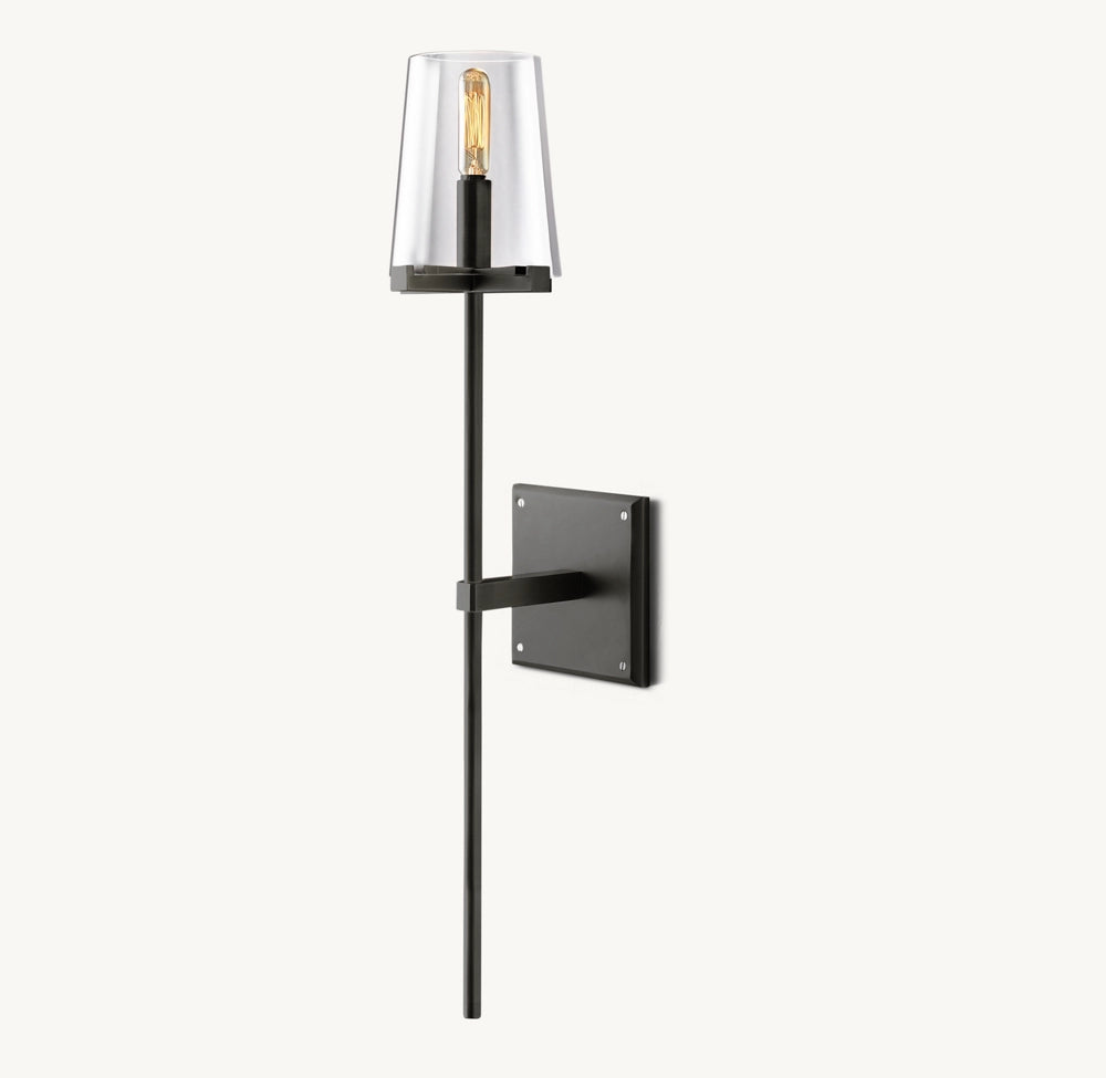 Tapered Glass Brass Torch Sconce