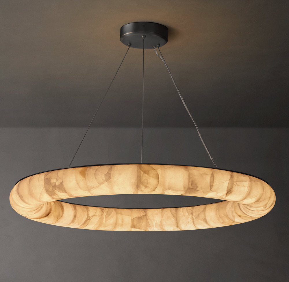 Ultra-Warm Calcite Halo Chandelier